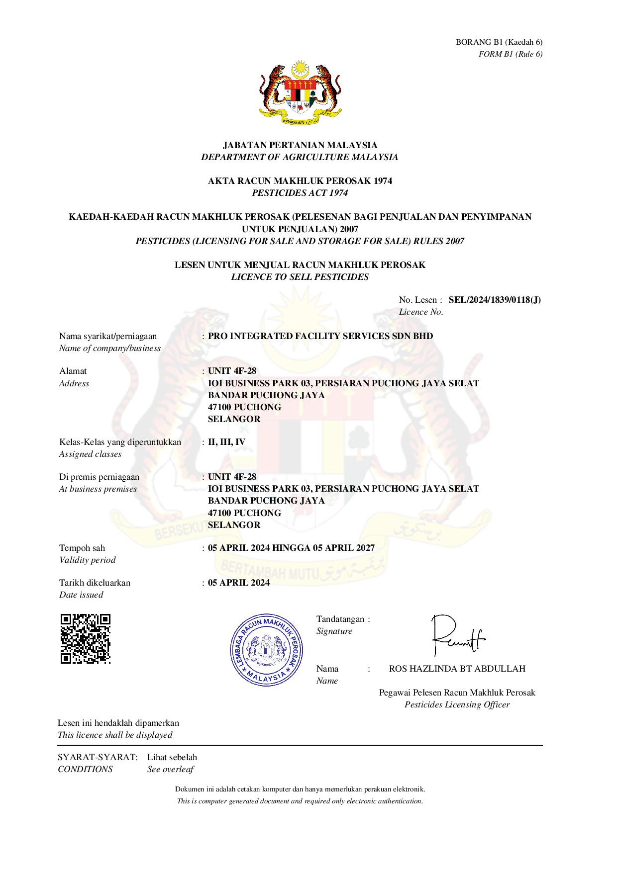 Lesen Premis Racun Perosak