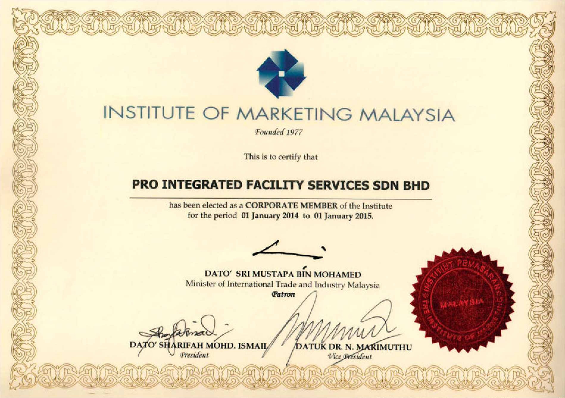 Corporate Member of Institute Marketing Malaysia